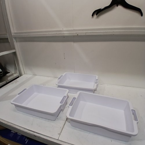 3PK BRIGHTROOM OPEN HANDLE STORAGE TRAYS - 16.5" X 11.5" - WHITE image 2