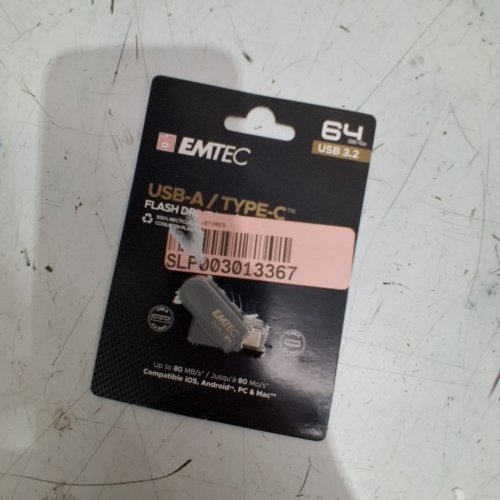 EMTEC DUAL-INTERFACE USB-A/USB-C FLASH DRIVE - 64GB - BLACK (MODEL: D280C) image 2