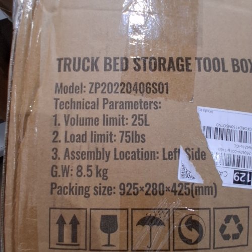 VEVOR TRUCK BED STORAGE TOOL BOX FOR THE LEFT DRIVER SIDE FITS FORD F-150 05-21 MODELS - 6.6 GAL/25 L - BLACK (ZP20220406S01) image 2