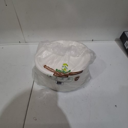 120PK GO4GREEN COMPOSTABLE PAPER PLATES WITH 3 SECTIONS - 10" - WHITE - (MODEL: 1956317) image 2