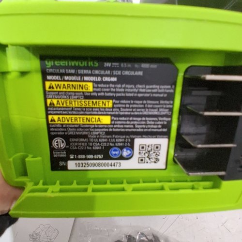GREENWORKS CORDLESS CIRCULAR SAW *TOOL ONLY*- GREEN AND BLACK (MODEL: CRD401) image 3