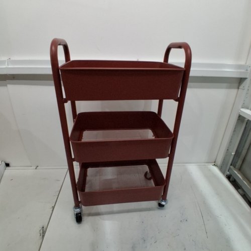 3-TIER DELICATED COMPACT ROLLING METAL STORAGE ORGANIZER - RED image 2