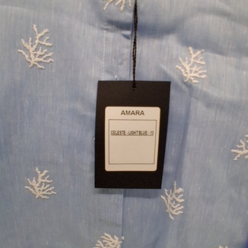 WOMEN'S BARILOCHE EMBROIDERED BUTTON-UP SHIRT -SMALL / MEDIUM - LIGHT BLUE / WHITE CORAL (STYLE: AMARA) image 6