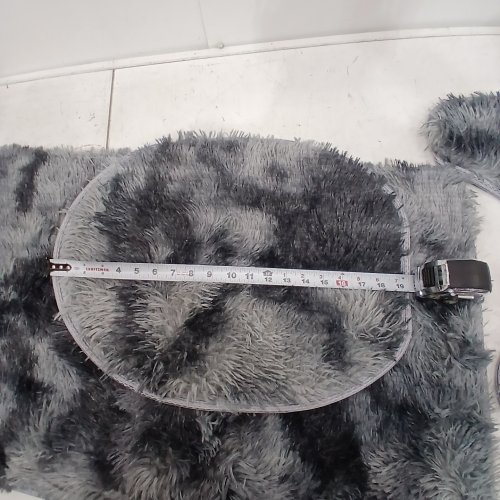 3PC BATHROOM RUG SET - TOLIET SEAT COVER, U SHAPED RUG, & TUB MAT - GREY/BLACK image 5