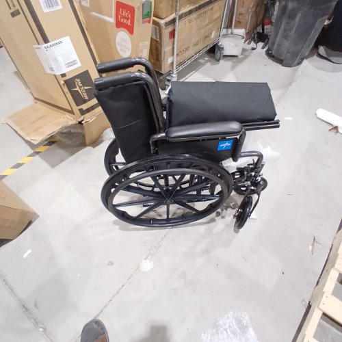MEDLINE STRONG AND STURDY WHEELCHAIR WITH DESK LENGH ARMS AND REMOVEABLE FOOTRESTS - 18'' SEAT - BLACK (MODEL: K1186N22S) image 2