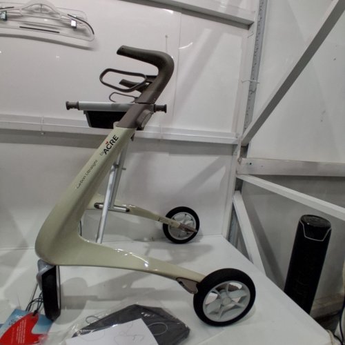 BY ACRE CARBON ULTRALIGHT FOLDABLE ROLLATOR WITH FORWARD-FACING ERGONOMIC HANDLES - 285LB MAX - WHITE / BLACK (MODEL: BYA100MDW) image 2