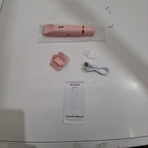 WOMEN'S ELECTRIC DUAL HEADED SHAVER BIKINI TRIMMER - 2-IN-1, USB RECHARGEABLE - PINK (MODEL: ZB-0236L) image 3