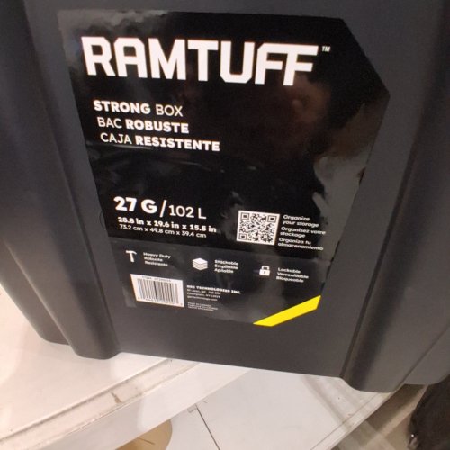 4PK RAMTUFF HEAVY DUTY PLASTIC STORAGE TOTE - 102L - BLACK / YELLOW (MODEL: ST292015) image 2