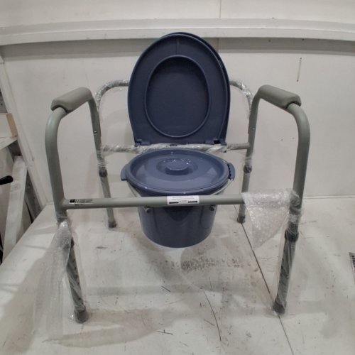 MEDLINE GUARDIAN 3-IN-1 STEEL FOLDING FRAME CLIP ON SEAT BEDSIDE COMMODE, ELONGATED SEAT. 350LB CAPACITY - GREY (MODEL:MDS89664 ) image 2