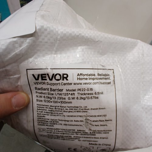 VEVOR RADIANT BARRIER ROLL - 125FT X 4FT, 6.5MIL - SILVER (MODEL: PE22-0.15) image 2