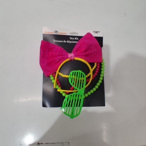 3PC WAY TO CELEBRATE! 80S COSTUME ACCESSORY KIT - PINK, GREEN, YELLOW image 2