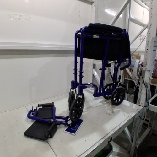 DRIVE MEDICAL ALUMINUM TRANSPORT WHEEL CHAIR - 19" - BLUE / BLACK (MODEL: ATC19-BL) image 2