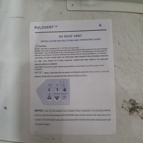 RVLOVENT RV ROOF FAN VENT WITH REMOTE CONTROL - 14" - 12V - SMOKE/WHITE image 5