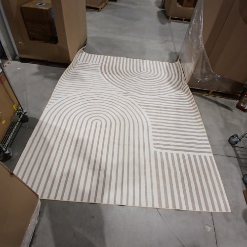 GEOMETRIC STRIPED AREA RUG - 8FT X 10FT - IVORY AND TAUPE image 2
