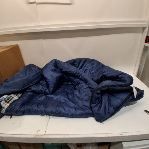 HIZYNICE FLANNEL LINED EXTRA-WIDE SLEEPING BAG - RIGHT HAND ZIPPER - 90" X 39" - NAVY BLUE image 2