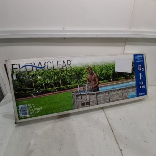 FLOWCLEAR BESTWAY FLOWCLEAR STEEL A-FRAME POOL LADDER WITH HAND RAIL - 42" - GREY (MODEL: 58335) image 4