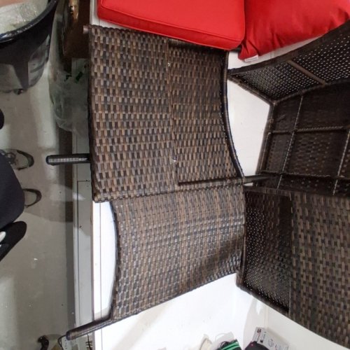 MODWAY OUTDOOR WICKER RATTAN DINING ARMCHAIR - 25" L X 24.5" W X 34.5" H - BROWN/RED (MODEL: EEI-2801-BRN-RED) image 4