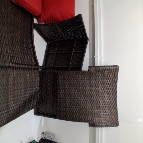 MODWAY OUTDOOR WICKER RATTAN DINING ARMCHAIR - 25" L X 24.5" W X 34.5" H - BROWN/RED (MODEL: EEI-2801-BRN-RED) image 5