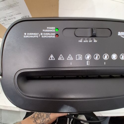 AMAZON BASICS 8-SHEET STRIP-CUT PAPER SHREDDER, CD, AND CREDIT CARD SHREDDER - BLACK (MODEL: S120)) image 2