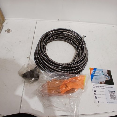 GARVEE COILED DRAIN CLEANING CABLE WITH ACCESSORIES - 50FT X 1/2" - BLACK image 3