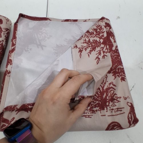 (2 PANEL) PARIS TOILE FARM COTTAGE CORE PRINT ROD POCKET CURTAINS - 42" X 82" - BIEGE/BURGUNDY image 3