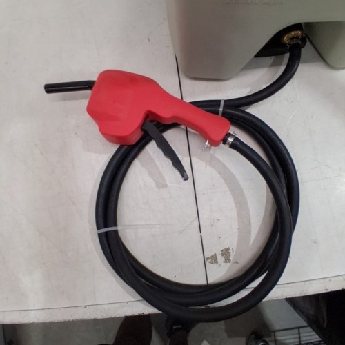 PORTABLE FUEL TRANSFER CADDY WITH PUMP HOSE - 14GAL/10FT HOSE - GREY/BLACK image 4