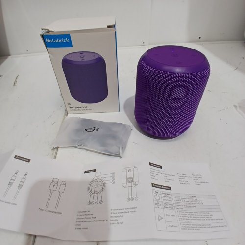 NOTABRICK BLUETOOTH SPEAKER WITH STEREO BASS - 15 HOUR LISTENING TIME - 15W 4.5" X 3.5" - PURPLE (MODEL: KI) image 2