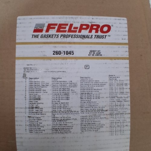 FEL-PRO ENGINGE GASKET SET FOR SELECT CHEVROLET MODELS (MODEL: 260-1045) image 2