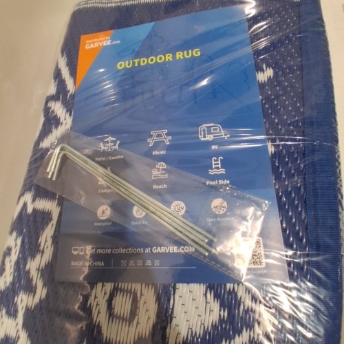 GARVEE OUTDOOR STRAW REVERSIBLE CARPET - 9FTX18FT - BLUE/WHITE image 2