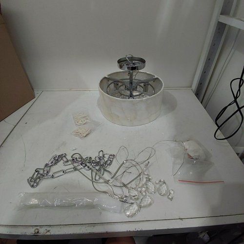 LUMFURN 4-LIGHT DRUM CAPIZ SHELL CRYSTAL CHANDELIER WITH SHELL LAMPSHADE - E12 BASE - 12" - SHELL/CHROME - (MODEL:DZ-024G) image 2