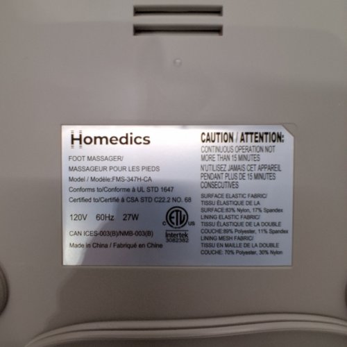 HOMEDICS SHIATSU AND AIR 4.0FT MASSAGER WITH HEAT - 120 V 27W - WHITE - (MODEL: FMS-347HRM-CA) image 3