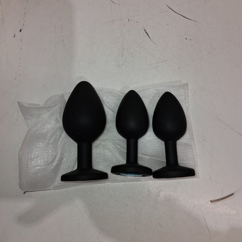 3PC ADULT SILICONE BUTT PLUGS - BLACK / ASSORTED COLOURS image 2
