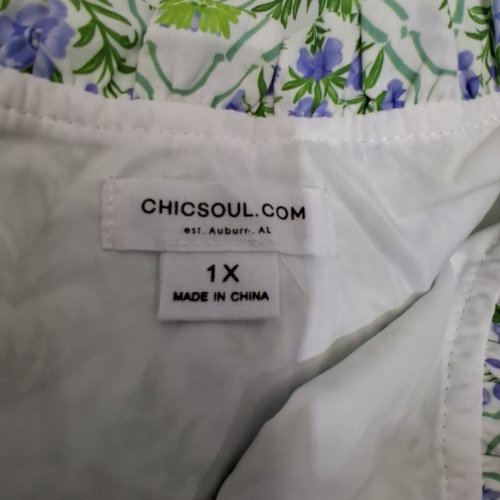 WOMEN'S CHICS SOUL FLORAL DRESS - 1X - WHITE/GREEN/PURPLE image 3