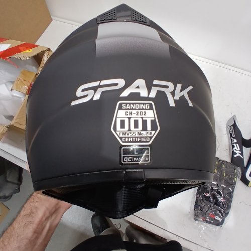 4PC SANQING SPARK OFF-ROAD HELMET SET GOGGLES, GLOVES, MASK - LARGE - GREY/BLACK - (MODEL: WT-802) image 2