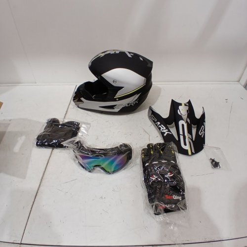 4PC SANQING SPARK OFF-ROAD HELMET SET GOGGLES, GLOVES, MASK - LARGE - GREY/BLACK - (MODEL: WT-802) image 3