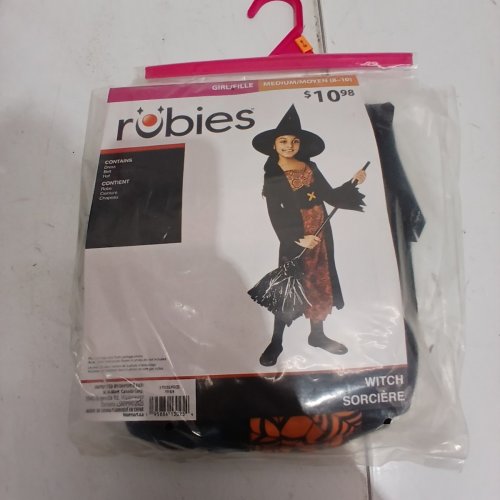 3PC GIRL'S RUBIES WITCH COSTUME - MEDIUM (8/10) - BLACK/ORANGE (STYLE: SORCERESS) image 2