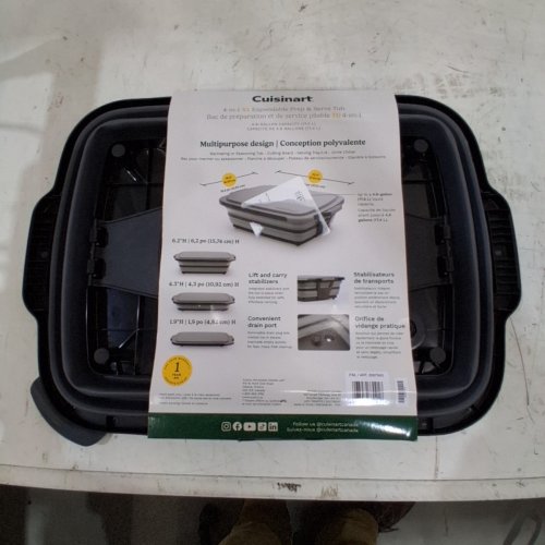 CUISINART 4-IN-1 EXPANDABLE PREP AND SERVE TUB - 4.6GAL - GREY/BLACK (MODEL: 2007043) image 3