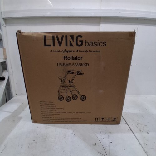 LIVINGBASICS FOLDING WALKER WITH SEAT AND ADJUSTABLE HANDLE - 35.04'' X 31.3'' - BLACK (MODEL: ‎LB-BME-538BK) image 4