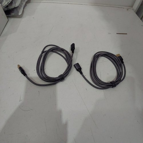 2PK UIWHSOW HIGH SPEED BRAIDED USB A MALE TO FEMALE CABLES - 6.6FT - GREY / BLACK image 2