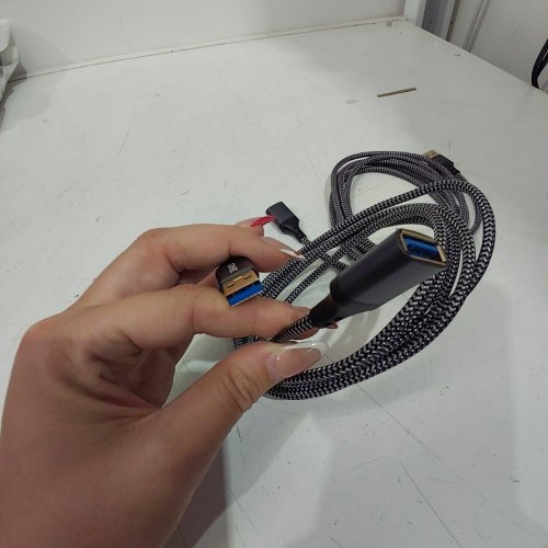 2PK UIWHSOW HIGH SPEED BRAIDED USB A MALE TO FEMALE CABLES - 6.6FT - GREY / BLACK image 3