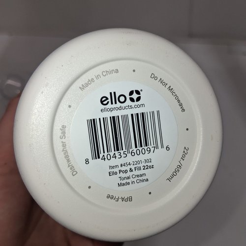 ELLO STAINLESS STEEL INSULATED WATER BOTTLE -22OZ - CREAM image 3