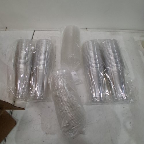100PC WATELIFE PLASTIC CUPS WITH LIDS AND STRAWS - 24OZ - CLEAR image 2
