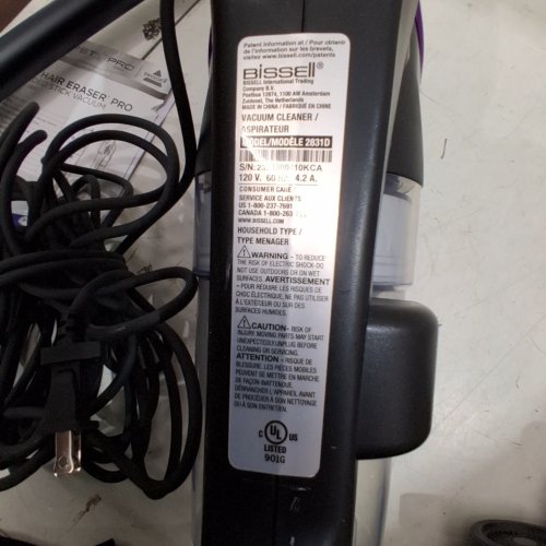 BISSELL PET HAIR ERASER PET PRO CORDED STICK VACUUM CLEANER - 10.5" X 9.5" - BLACK - (MODEL: 2831D) image 4