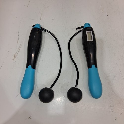 CORDLESS ELECTRONIC SKIPPING ROPE WITH LCD SCREEN FOR COUNTING - 7" - BLUE/BLACK image 3