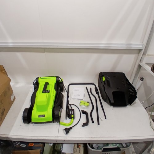 STEELITE CORDED ELECTRIC LAWN MOWER WITH 5-POSITION HEIGHT ADJUSTMENT-14"- 1300W WITH 30L GRASS COLLECTION BAG-GREEN/BLACK-(MODEL:DG596) image 2