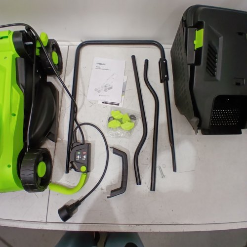STEELITE CORDED ELECTRIC LAWN MOWER WITH 5-POSITION HEIGHT ADJUSTMENT-14"- 1300W WITH 30L GRASS COLLECTION BAG-GREEN/BLACK-(MODEL:DG596) image 3