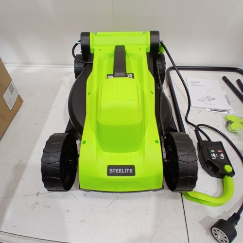 STEELITE CORDED ELECTRIC LAWN MOWER WITH 5-POSITION HEIGHT ADJUSTMENT-14"- 1300W WITH 30L GRASS COLLECTION BAG-GREEN/BLACK-(MODEL:DG596) image 4