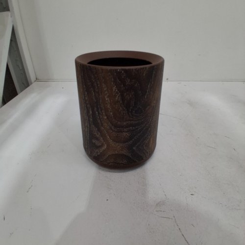 PLASTIC DECORATIVE LIFT TOP PRINTED FLOWERPOT vase  - 5"X7" - WOOD GRAIN image 2