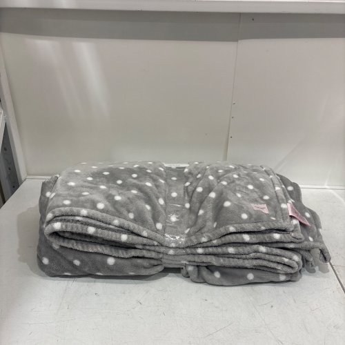 KATE SPADE PLUSH THROW BLANKET - 60" X 70" - GREY/WHITE POLKA DOT image 2