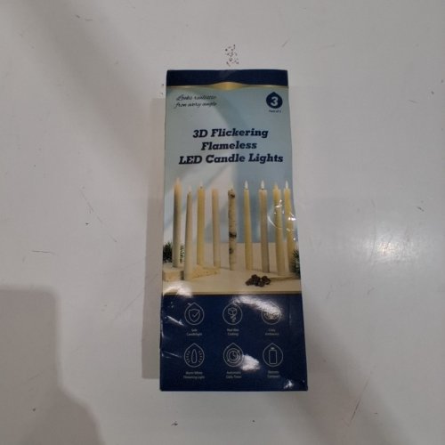 3PK 3D FLICKERING FLAMELESS REALISTIC LED CANDLE LIGHTS - 9.5" - BLUE image 2